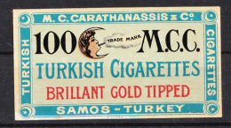 VV-011 100 M.C.C. Turkish Cigarettes Samos - Turkey Vignette MNH** - Other & Unclassified