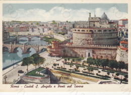 CARTOLINA  ROMA,LAZIO-CASTEL S.ANGELO E PONTI SUL TEVERE-STORIA,CULTURA,MEMORIA,RELIGIONE,BELLA ITALIA,NON VIAGGIAT2 - Castel Sant'Angelo