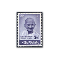 India 1948 Mahatma Gandhi Mourning 3 1/2a Anna, VERY FINE FRONT, MINT Hinged,  NICE COLOUR As Per Scan - Neufs