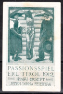 VV-060 1912 Passionsspiel Erl. TIROL Vignette MH*  - Autres & Non Classés