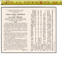 12386 - DOODSPRENTJE VAN : HELENE DECROIX - HENRI LAMAIRE - GELUVELD 1883 + IEPER 1953 - Andere & Zonder Classificatie