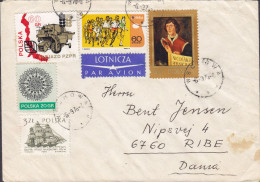 Poland LOTNICZA Par Avion Label WACHOWA 1976 Cover Brief RIBE Denmark Kopernikus Copernic - Storia Postale