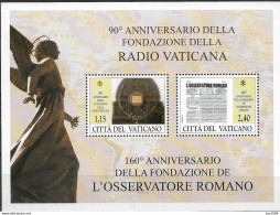 2021 Vatikan  Mi. Bl. 71**MNH   90 Jahre Radio Vatikan; 160 Jahre Tageszeitung LOsservatore Romano - Neufs