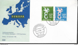 1958 Saarland   Mi. 439-440  FDC Europa - 1958