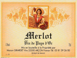 VIN DE PAYS D'OC  .  MERLOT - Vin De Pays D'Oc