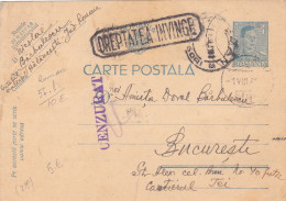 Romania, 1941, WWII  Censored, CENSOR , POSTCARD STATIONERY, PMC COMUNIST PROPAGANDA - Cartas De La Segunda Guerra Mundial