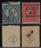 USA United States 2 Stamp With Perfin S Diamond By Singer Manufacturing Company From Elizabeth Lochung Perfore - Perfins