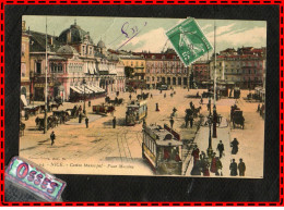 NICE - Casino Municipal - Place Masséna (recto Verso) - Transport Urbain - Auto, Autobus Et Tramway