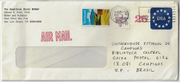 USA 1991 Postal Stationery Cover 25 Cents Sent By Air Mail From Santa Barbara To Campinas Brazil 2 Additional Stamp - 1981-00