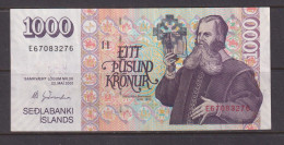 ICELAND -  2001 1000 Kronur Circulated  Banknote - Islande