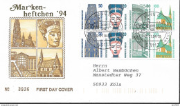 1994  Germany Deutschland  Mi H Bl. 35 FDC Oben +unten  Geschnitten  Sehenswürdigkeiten - 1991-2000