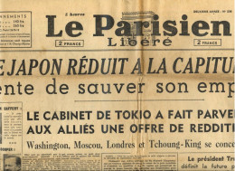 MILITARIA CAPITULATION DU JAPON  LE 11 AOUT 1945  Parisien Libéré   Reftouvet - French