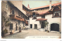 POSTAL   VEYTAUX  -SUIZA  - CASTILLO DE CHILLON-PRIMER PATIO  ( CHÂTEAU DE CHILLON-PREMIÉRE COUR ) - Casti-Wergenstein