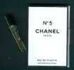 CHANEL, N° 5, Eau De Toilette Spray, 2 Ml, échantillon Tube Sur Carte - Perfume Samples (testers)