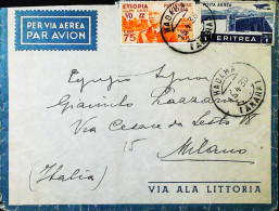 ITALIA - COLONIE -  ETIOPIA C.75 + P.AEREA ERITREA Lettera - S6065 - Etiopía