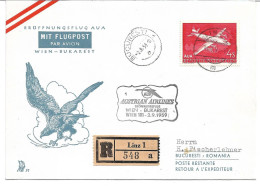 2362a: AUA- Erstflug Wien- Bukarest 2.9.1959 - Covers & Documents