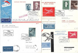 2362c: AUA- Erstflug Wien- Athen-Kairo 2.12.1959, 4 Belege Mit Rs. AKs Athen - Lettres & Documents