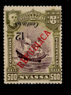 ! ! Nyassa - 1921 King Manuel 12 C (INVERTED LISBON OVP) - Af. 92a - MNH - Nyassa