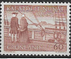 1971 Grönland  Mi. 77**MNH 250. Jahrestag Der Ankunft Der Ersten Neuzeitlichen Europäischen Siedler Und Hans Egedes In G - Ungebraucht