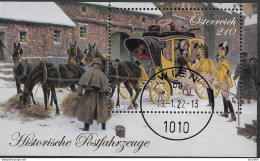 2022 Austria Österreich  Mi. Bl. 131  FD-used Wien  Historische Postfahrzeuge   Postkutsche In Verschneitem Ort - Used Stamps