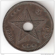 *belgian Congo 5 Centimes  1888  Vf+!!!!!! * - 1885-1909: Leopoldo II