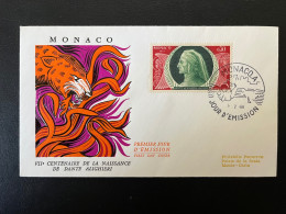 ENVELOPPE 1ER JOUR FDC / MONACO 1966  / VII CENTENAIRE DE LA NAISSANCE DE DENTE ALIGHIERI - Brieven En Documenten