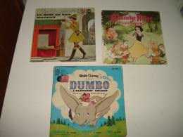 B11 /  Lot  3 X 45 T - Disney  - Blanche  Neige + Dumbo + Belle Au Bois Dormant - Country En Folk