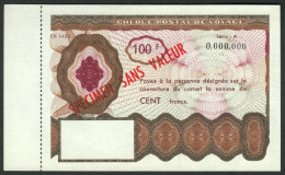 Cheque Postal De Voyage ( Reisescheck Traveller Check ) France 100 Fr Specimen - Fiktive & Specimen