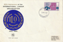 Great Britain   .   1969   .   "International Labour Organisation"   .   First Day Cover 1 - Stamp - 1952-1971 Em. Prédécimales