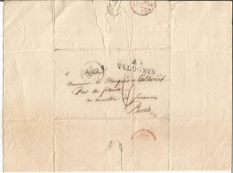 ANCIENNE LETTRE POUR M LE MARQUIS DE TALHOUET DATE 1828 CACHET DE VALOGNES N°1 - Personnages Historiques