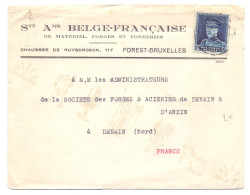 Belgique 320 Albert Képi 1f75 Forges Sur Lettre De Bruxelles Vers Denain France - 1931-1934 Mütze (Képi)