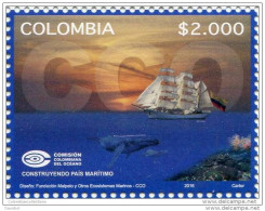 0059B - KOLUMBIEN - 2016 - MNH - COLOMBIAN OCEAN COMISSION- SHIPS/WHALE - Other (Sea)