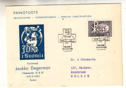 Finlande - Carte Postale De 1959 - Oblit Helsinki - Carte Du Monde - - Brieven En Documenten