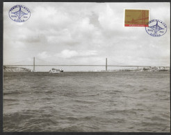 Portugal Souvenir Premier Jour Pont Salazar 1966 Lisbonne Photo Grand Format Lisbon Bridge Real Photo First Day Souvenir - Covers & Documents