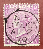 SUPERB SG 109: GB Queen Victoria 1867-80 6d Mauve Wmk Spray Of Rose Plate 8 Cancelled "N F LONDON 1870" (Great Britain - Used Stamps