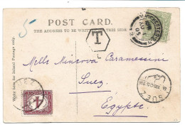 (P87) - Y&T 106 -124 (?) - SG 215-218 (?) CARD UK => SUEZ 1905 - TAXE Y&T 16 - N.P.C. PD16 - Storia Postale