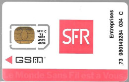 CARTE-GSM-SFR-PUCE J-SFR-SF6Ja-D2-VISUEL5-R° ENTREPRISEsV° Logo Cegetel- -GARANTIE ATTACHEE-TBE/RARE - Prepaid: Mobicartes