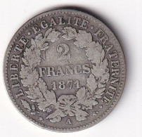 France 2 Francs Cérès 1871A - Argent - TB - 1870-1871 Regering Van Nationale Verdediging