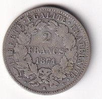 France 2 Francs Cérès 1871K - Argent - TB - 1870-1871 Regering Van Nationale Verdediging