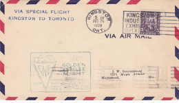 CNE GOLDEN JUBILEE FLIGHT, KINGSTON INDUSTRIAL EXHIBITION POSTMARKS, SIR LAURIER, STAMP ON COVER, 1928, CANADA - Covers & Documents