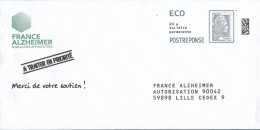 Entier Postal PAP Prêt à Poster ECO " FRANCE ALZHEIMER " MARIANNE L'ENGAGEE 20 G POSTREPONSE : 4019205 - PAP : Antwoord /Marianne L'Engagée
