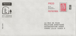 Entier Postal PAP Prêt à Poster PRIO  " LA MIE DE PAIN " MARIANNE L'ENGAGEE 20 G POSTREPONSE : 358857 - Prêts-à-poster: Réponse /Marianne L'Engagée