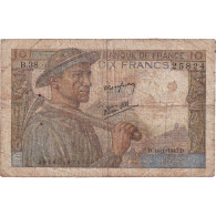 France, 10 Francs, Mineur, 1943, B.38, TB, Fayette:8.7, KM:99b - 10 F 1941-1949 ''Mineur''