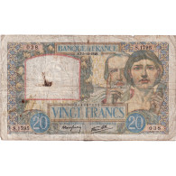 France, 20 Francs, Science Et Travail, 1940, S.1795, TB, Fayette:12.10, KM:92b - 20 F 1939-1942 ''Science Et Travail''