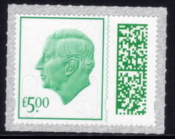 GB 2023 KC 3rd £5 Spruce Green Barcode Machin M23L Umm  ( M520 ) - Nuovi