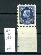 Belgique  N° 187 Xx   Planche 6 - ....-1960