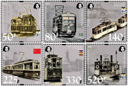 Russia 2020 Lost Tram Lines Of Baltic Towns Vyborg Stockholm Turku Helsinki Klaipeda Peterspost Set Of 6 Stamps Mint - Tramways