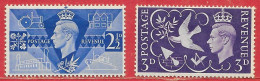 Grande-Bretagne N°235 2,5p Bleu & N°236 3p Violet 1946 * - Unused Stamps