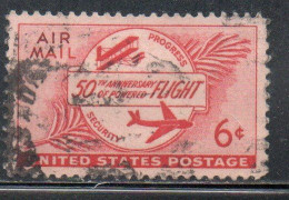 USA STATI UNITI 1953 AIRMAIL AIR MAIL POSTA AEREA FIRST PLANE AND MODERN CENT 6c USED USATO OBLITERE' - 2a. 1941-1960 Oblitérés