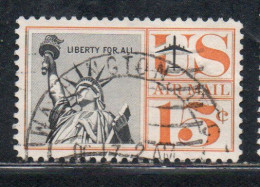 USA STATI UNITI 1959 1967 AIRMAIL AIR MAIL POSTA AEREA STATUE OF LIBERTY STATUA DELLA LIBERTÀ CENT 15c USED USATO - 3a. 1961-… Afgestempeld